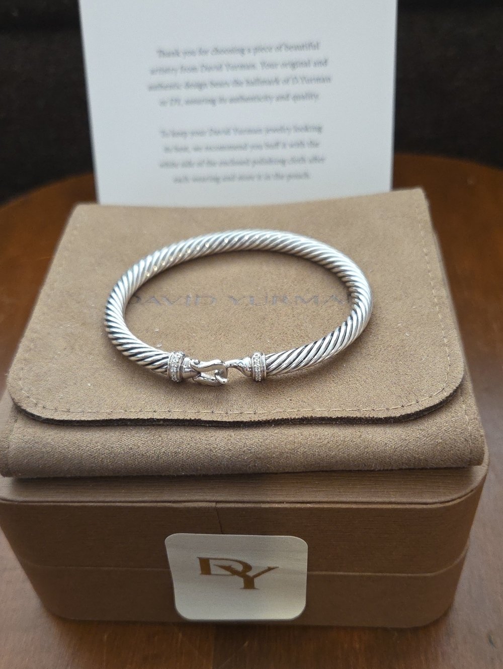 DAVID YURMAN Silver Classic Cable w/Diamonds Bracelet 5mm From Holt Renfrew